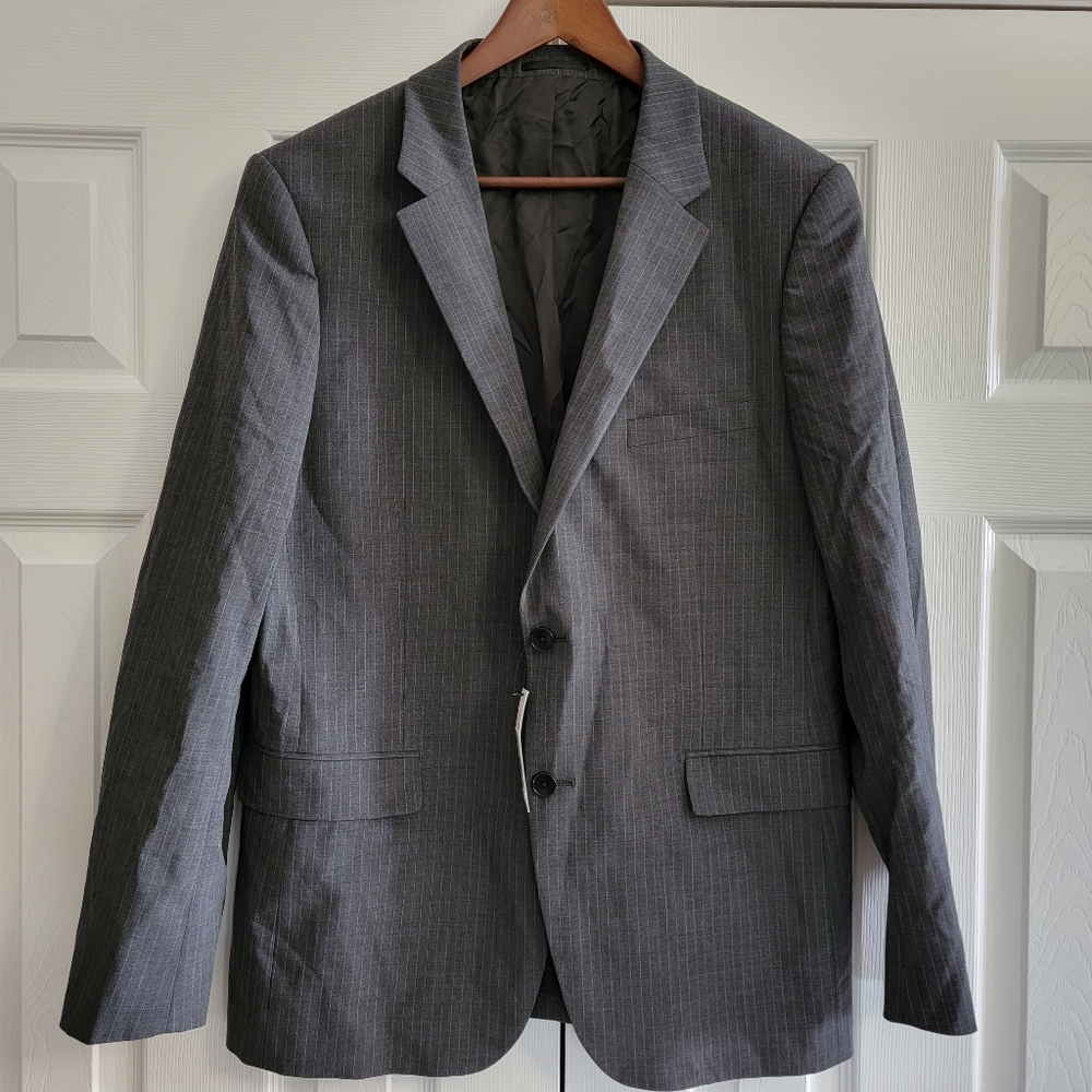 *NWT* Theory Waldorf Charcoal Stripe Two Button Coat Blazer Jacket, 44 Regular - Picture 1 of 10